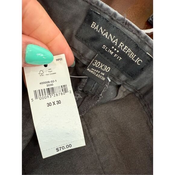 NWT Banana Republic SLIM LIVED-IN CHINO 30x30 Flint Grey - Picture 9 of 9